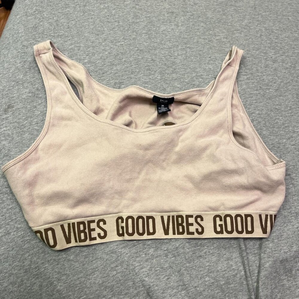 Cream and brown sports bra